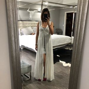 LF white vintage inspired maxi cardigan